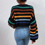 Emilia | Krotki Sweter w Paski