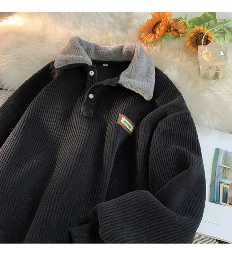 Męski Tradycyjny Sweter z Kołnierzem Polo