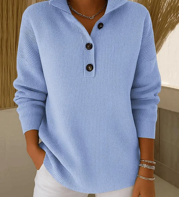 Florence | Sweter Polo z Dekoltem w Serek