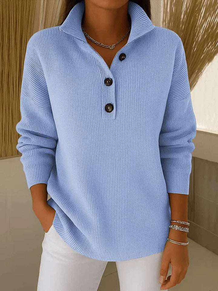 Florence | Sweter Polo z Dekoltem w Serek