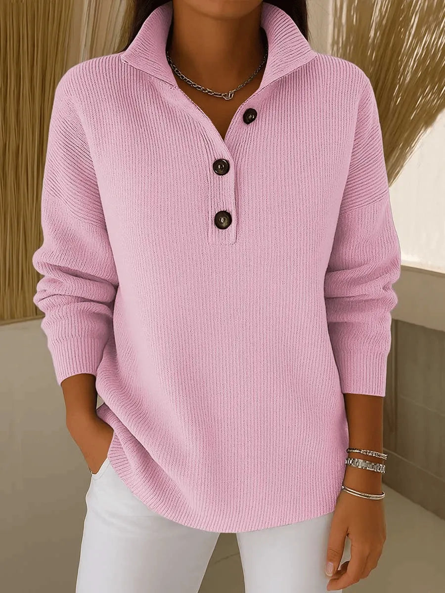 Florence | Sweter Polo z Dekoltem w Serek