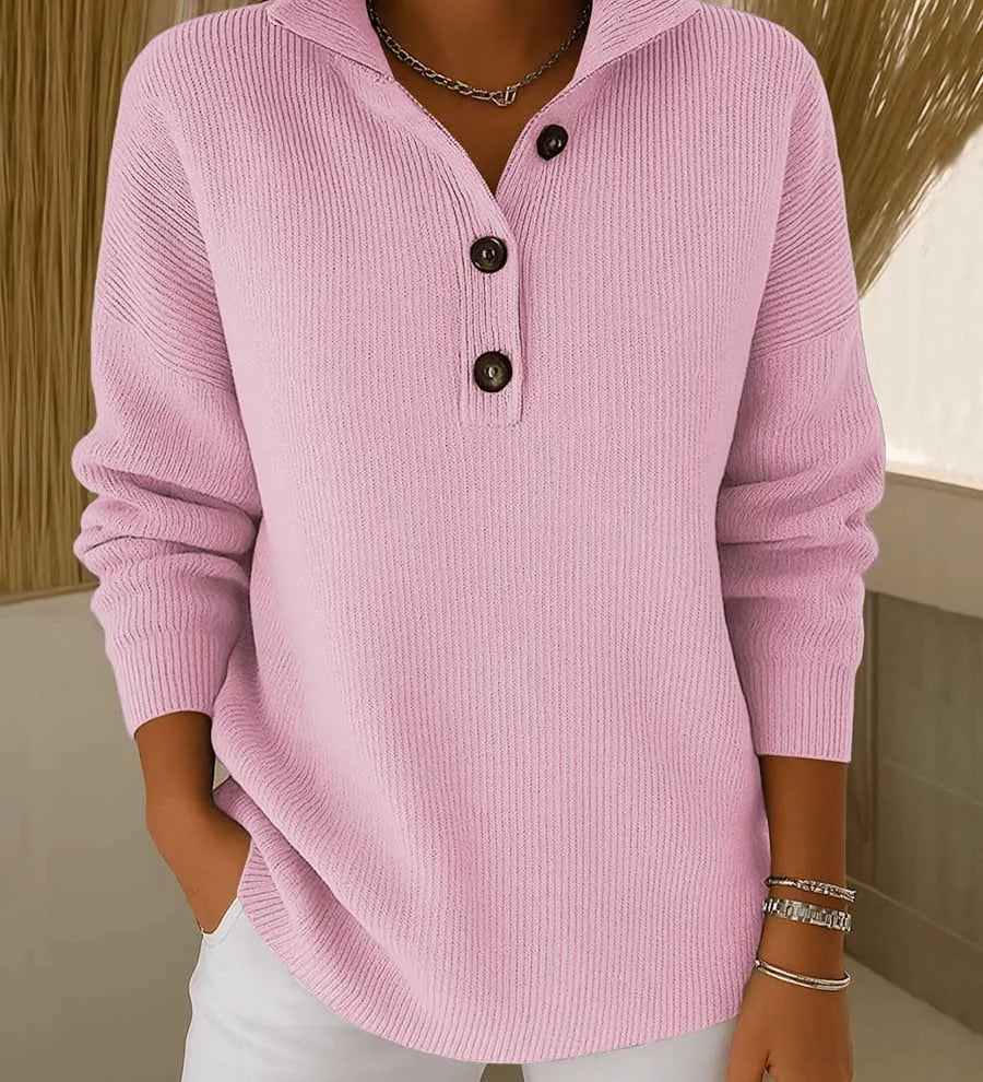 Florence | Sweter Polo z Dekoltem w Serek