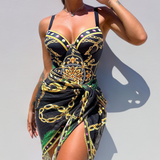 Paulina – Jednoczęściowy Kostium Push-Up ze Spódniczką Plażową