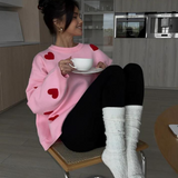 Barbara | Oversizowy Sweter w Serduszka