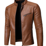 Elegancka skórzana kurtka slim-fit