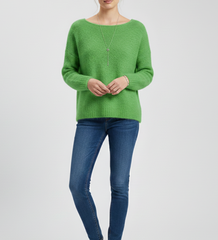 Wanda | Sweter z Szerokim Dekoltem i Miekka Dzianina