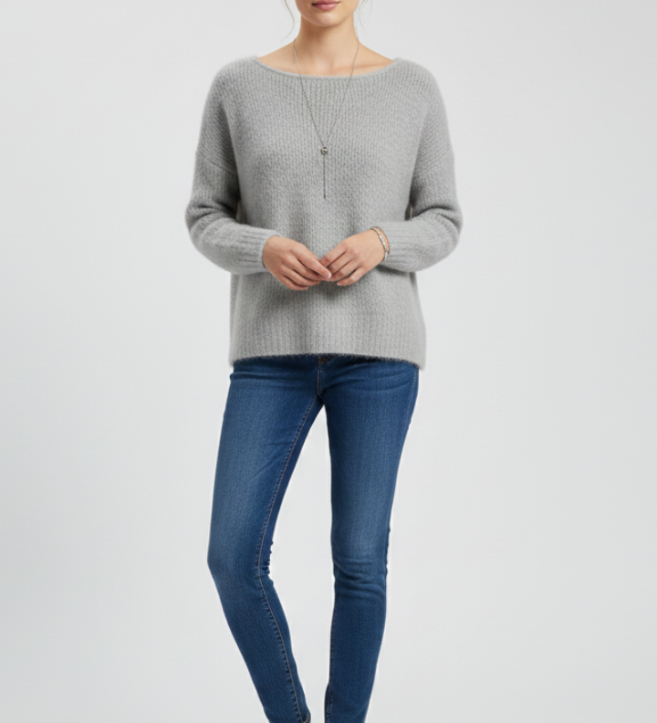 Wanda | Sweter z Szerokim Dekoltem i Miekka Dzianina