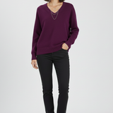 Petronela | Sweter Pullover z Dekoltem w Serek