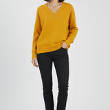 Petronela | Sweter Pullover z Dekoltem w Serek