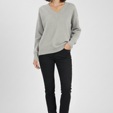 Petronela | Sweter Pullover z Dekoltem w Serek