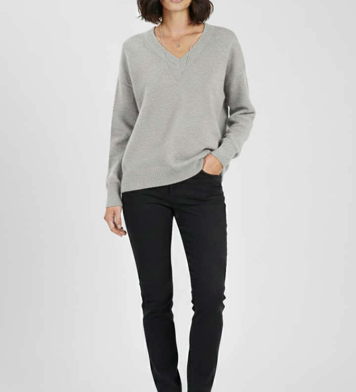 Petronela | Sweter Pullover z Dekoltem w Serek