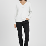 Petronela | Sweter Pullover z Dekoltem w Serek
