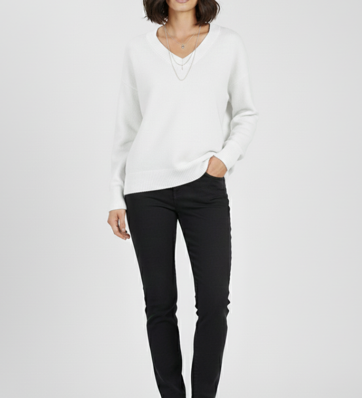Petronela | Sweter Pullover z Dekoltem w Serek