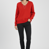 Petronela | Sweter Pullover z Dekoltem w Serek
