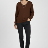 Petronela | Sweter Pullover z Dekoltem w Serek