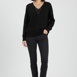 Petronela | Sweter Pullover z Dekoltem w Serek