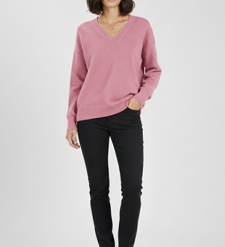 Petronela | Sweter Pullover z Dekoltem w Serek