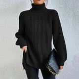 Oliwia | Oversizowy Sweter z Golfem w Prazki