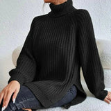 Oliwia | Oversizowy Sweter z Golfem w Prazki