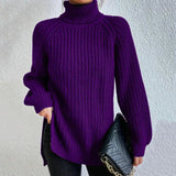 Oliwia | Oversizowy Sweter z Golfem w Prazki