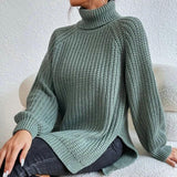 Oliwia | Oversizowy Sweter z Golfem w Prazki