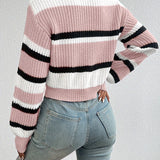 Luiza | Krotki Sweter w Paski