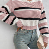 Luiza | Krotki Sweter w Paski
