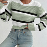 Luiza | Krotki Sweter w Paski
