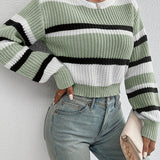 Luiza | Krotki Sweter w Paski
