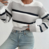 Luiza | Krotki Sweter w Paski