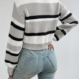 Luiza | Krotki Sweter w Paski