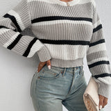 Luiza | Krotki Sweter w Paski