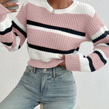 Luiza | Krotki Sweter w Paski