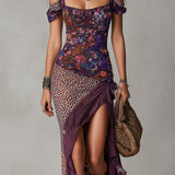 Kalina | Sukienka Maxi W Panterkowo-Kwiatowy Print