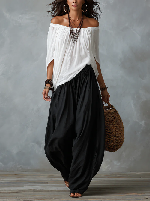 Hania | Boho komplet z luźną bluzką