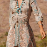 Sukienka Maxi w Stylu Boho z Rozcięciem