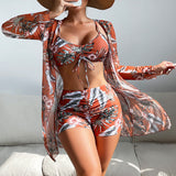 Krystyna – Trzyczęściowy Zestaw Bikini z Nadrukiem