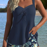 Anna – Tankini w Paski z Szortami Plażowymi