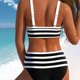 Sandra – Bikini w Paski z Wysokim Stanem
