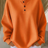 Mirabel | Przytulna Bluza Henley w Waflowy Wzór