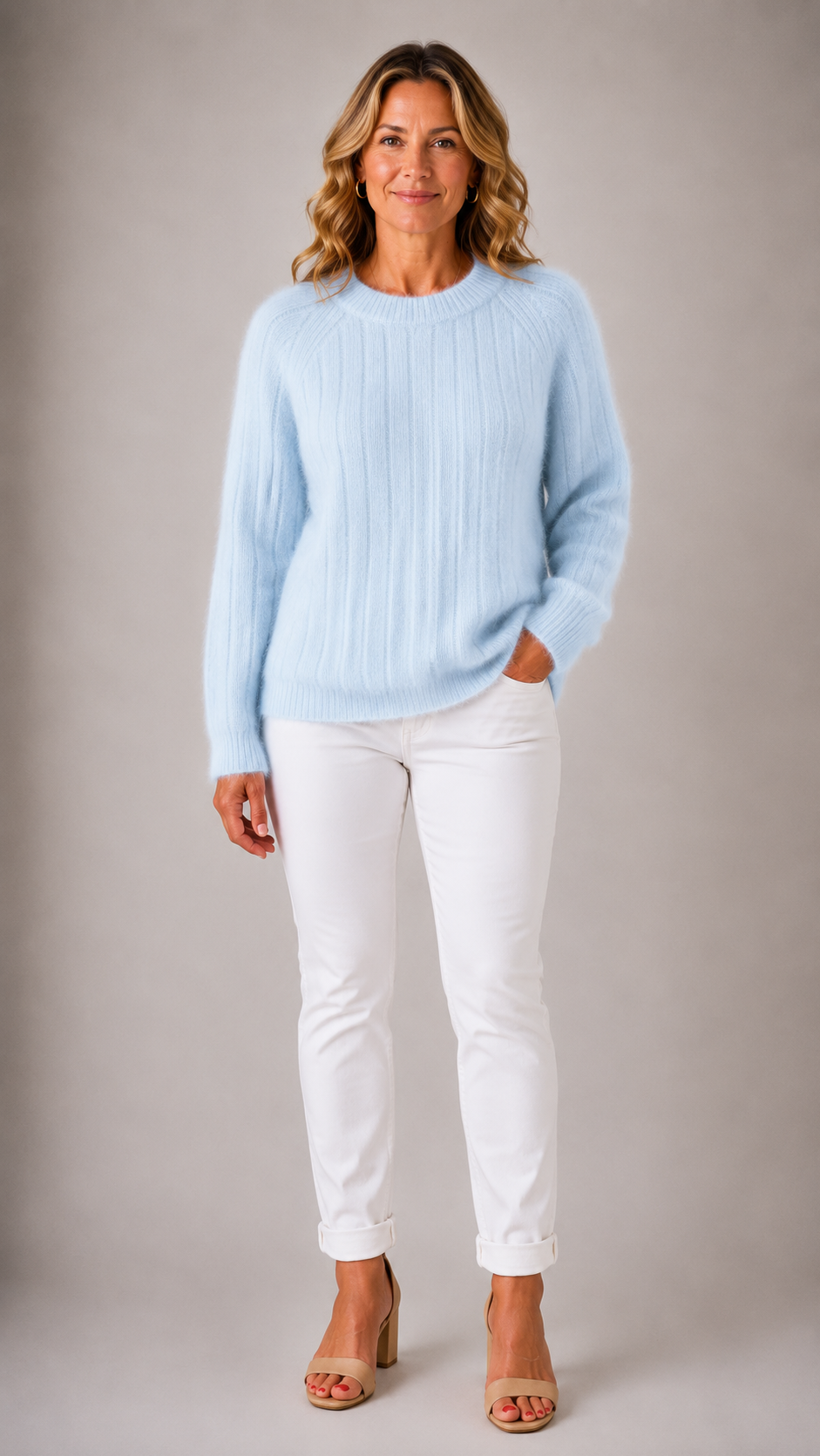 Milana | Puchaty Sweter w Jednolitym Kolorze