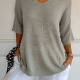 Kinga | Oversizowy Sweter z Dekoltem w Serek