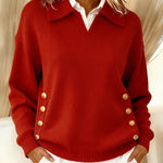 Vynette | Sweter Polo z Dekoltem w Serek