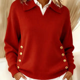 Vynette | Sweter Polo z Dekoltem w Serek
