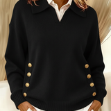 Vynette | Sweter Polo z Dekoltem w Serek