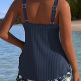 Anna – Tankini w Paski z Szortami Plażowymi