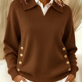 Vynette | Sweter Polo z Dekoltem w Serek