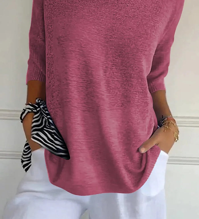 Kinga | Oversizowy Sweter z Dekoltem w Serek