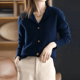 Magdalena | Elegancki Dziany Kardigan z Otwartym Kolnierzem dla Kobiet