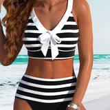 Sandra – Bikini w Paski z Wysokim Stanem
